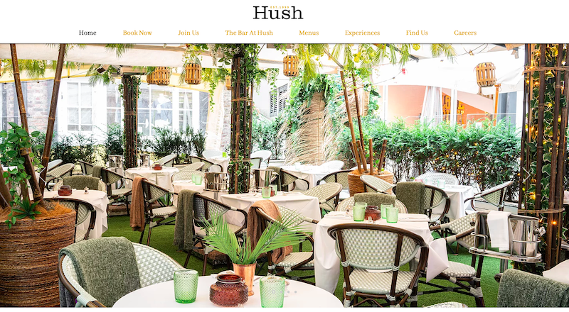 เว็บไซต์ตัวอย่าง hush mayfair wix