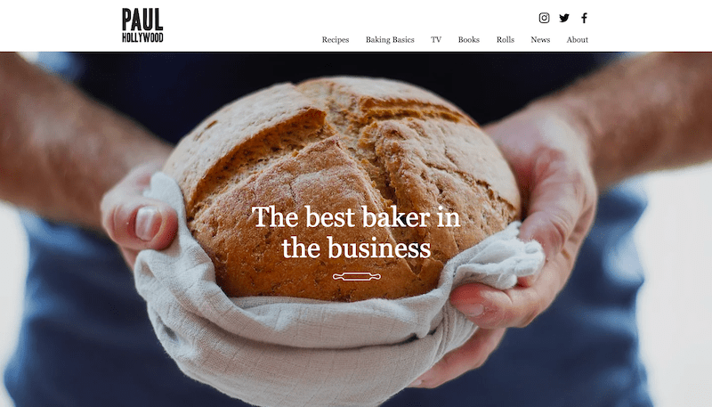 exemple de site-uri web wix - paul hollywood