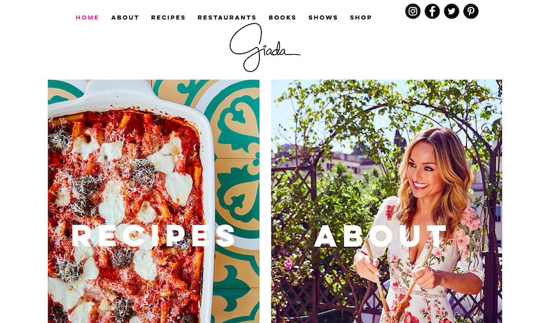 ตัวอย่างเว็บไซต์ wix - giada de laurentiis