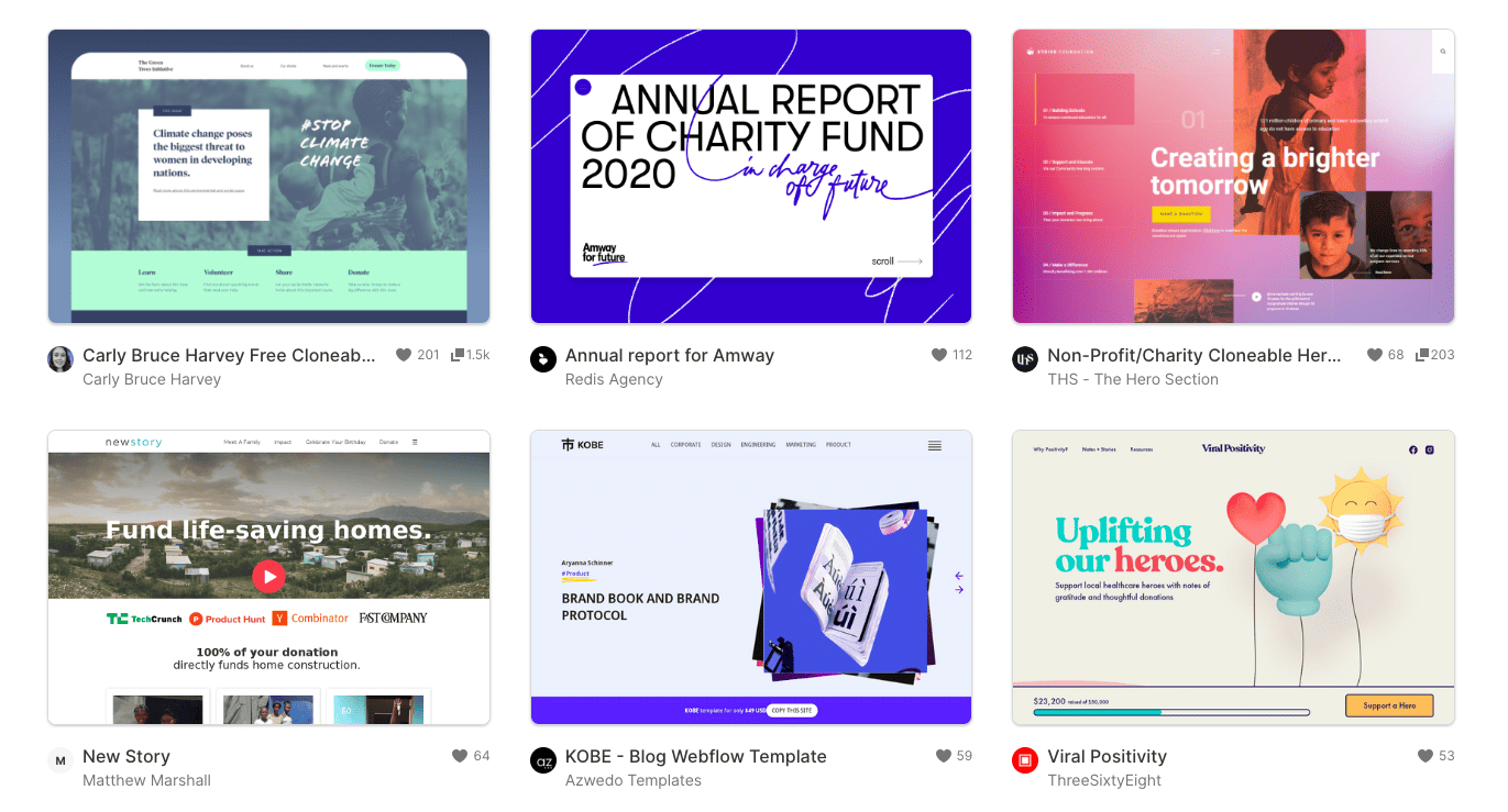 Webflow-Vorlagen für gemeinnützige Organisationen