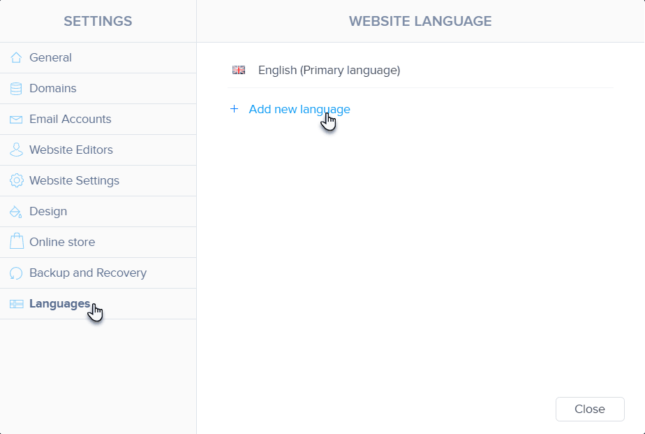 webnode adaugă limbi