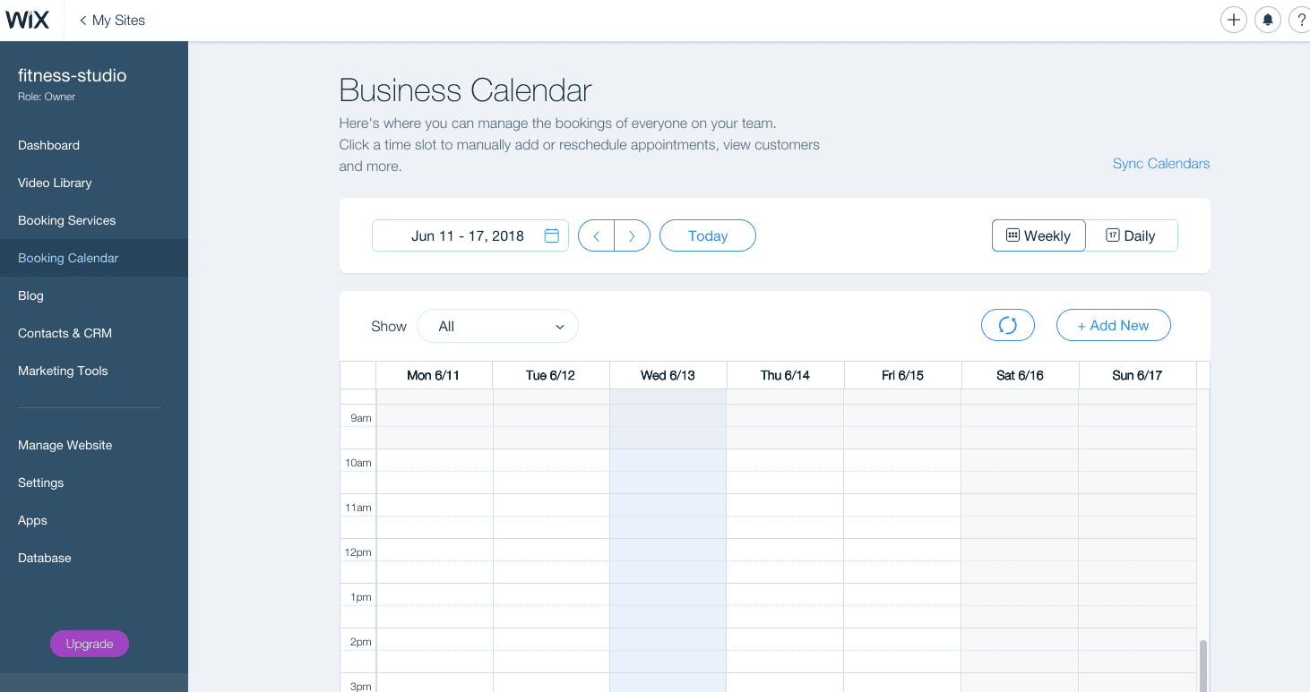 Wix-Buchungskalender