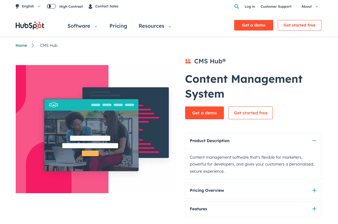 موقع خدمة hubspot cms