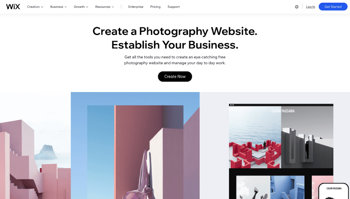 sitio web de fotografía wix