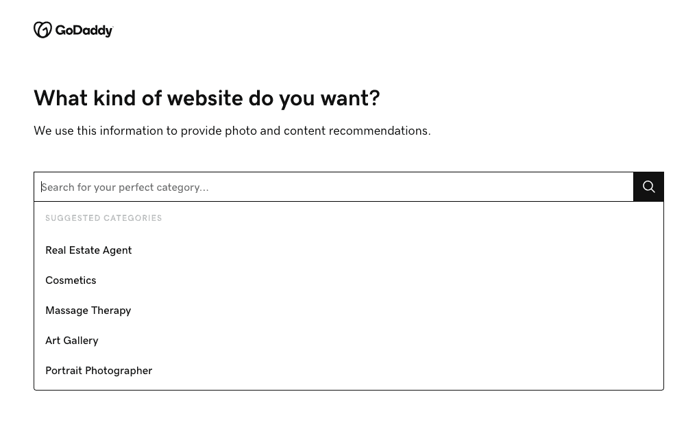 categorías del sitio web godaddy