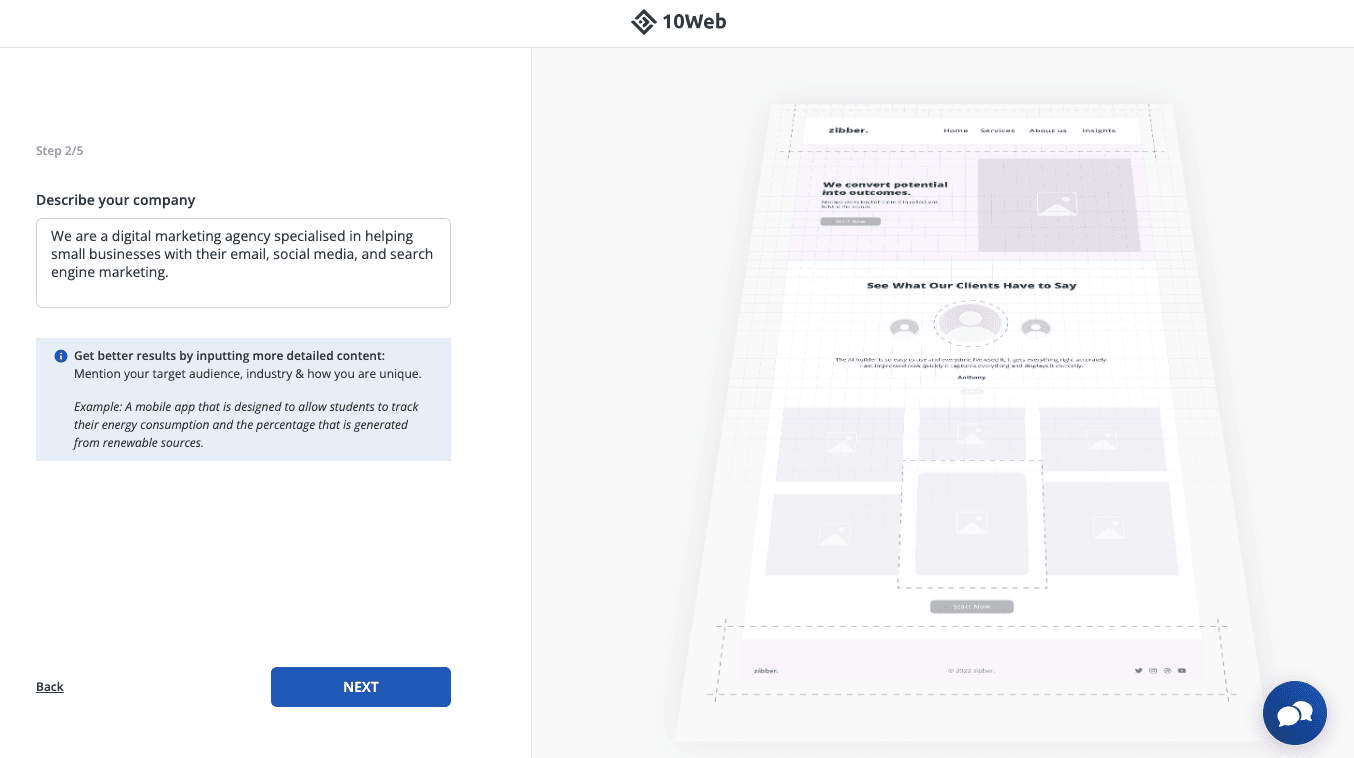 10web ai 生成器問題