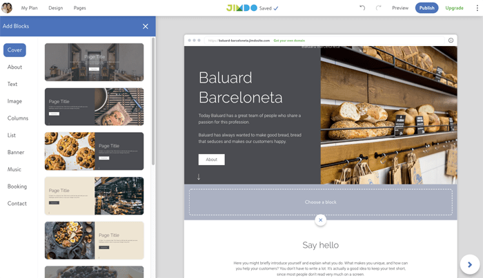 Bloques de contenido Jimdo Dolphin