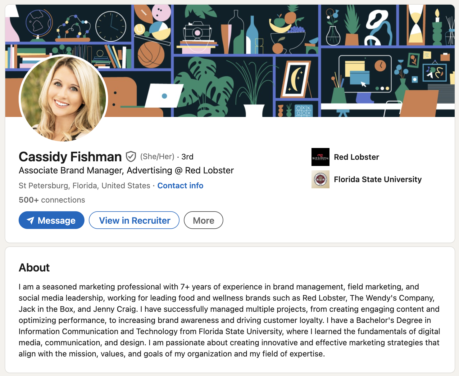 Perfil de LinkedIn de Cassidy Fishman