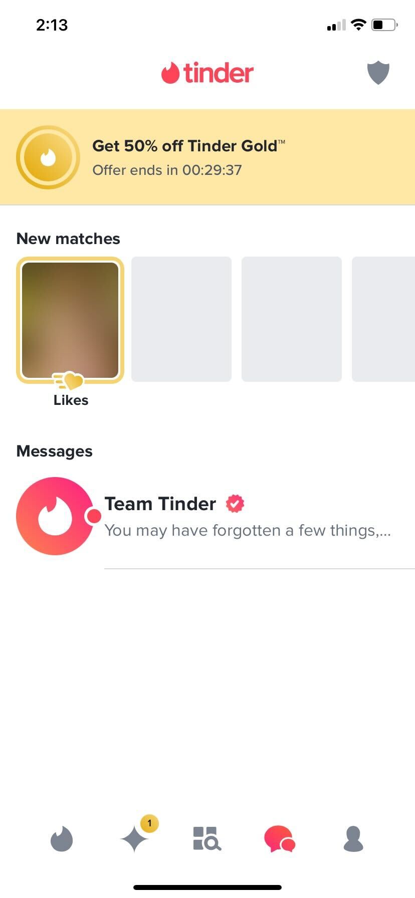 Tinder 새 경기 섹션