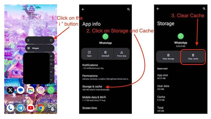 clear whatsapp cache