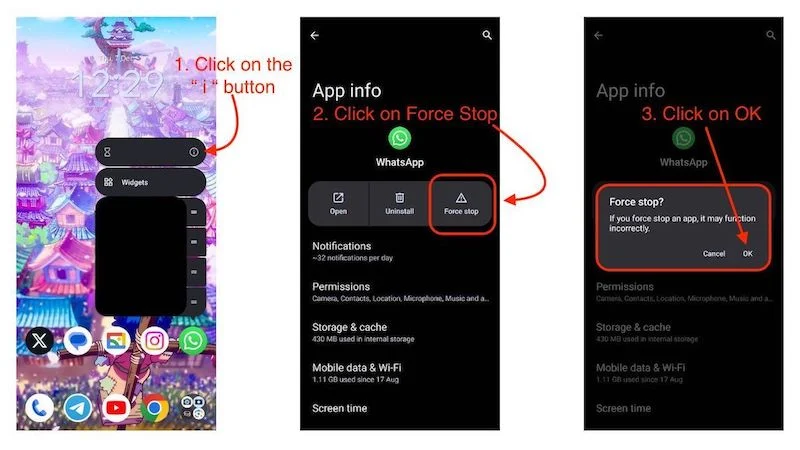 force stop whatsapp