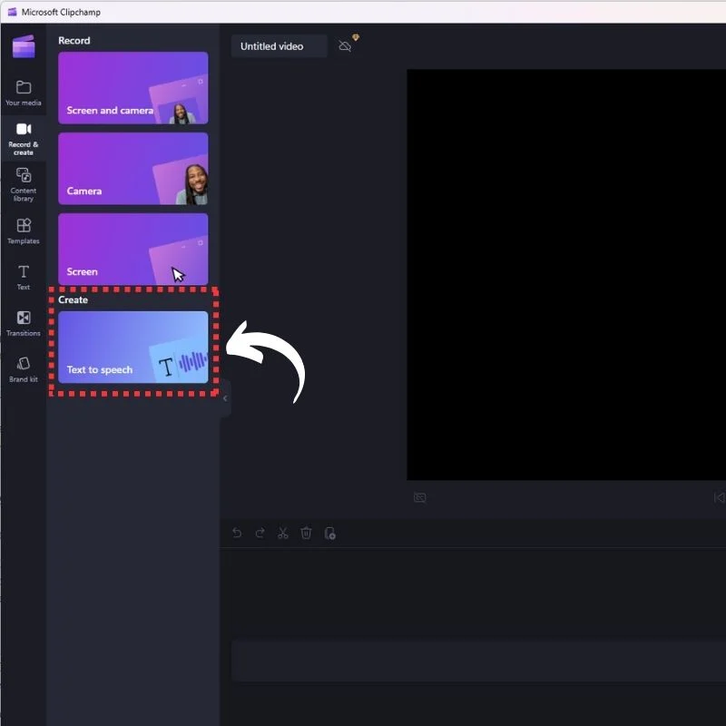 text to speech converter in clipchamp