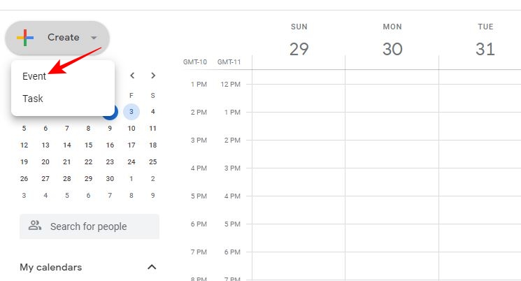 Googleカレンダーでイベントを作成するオプション