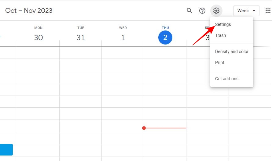 Paramètres sur Google Agenda