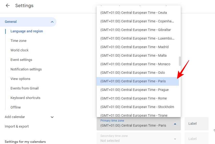 Wählen Sie die Zeitzone in Google Kalender