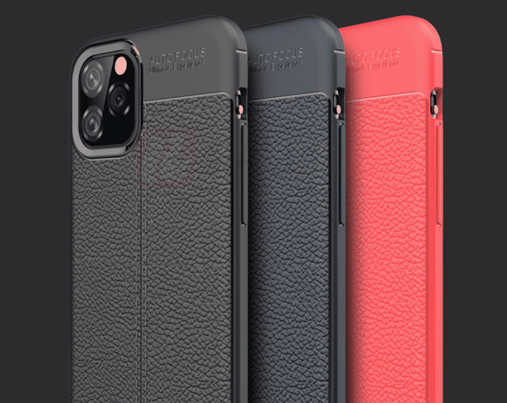 這是一款皮套，有黑色、藍色和紅色可供 Vifocal 的 iPhone 11 Pro Max 使用。