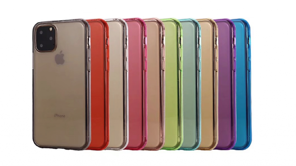 這是一款適用於 iPhone 11 Pro Max 的矽膠塑料外殼，有多種顏色可供選擇。