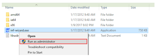 inf wizard run as an administrator