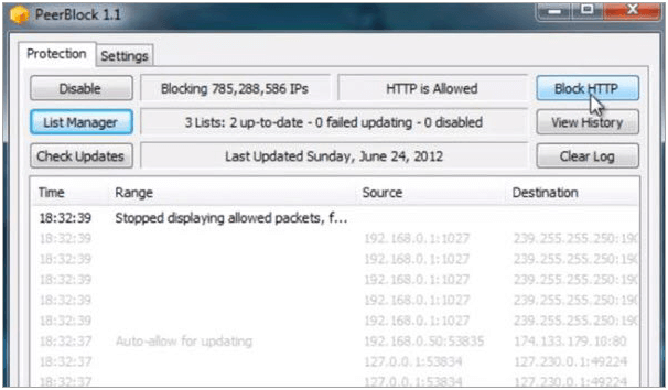 PeerBlock — бесплатное программное обеспечение брандмауэра PeerBlock - Free Firewall Software