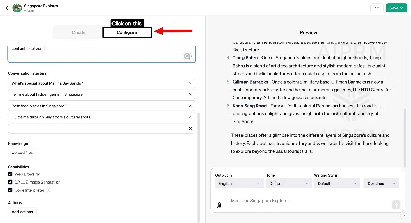 configure create custom chatgpt model