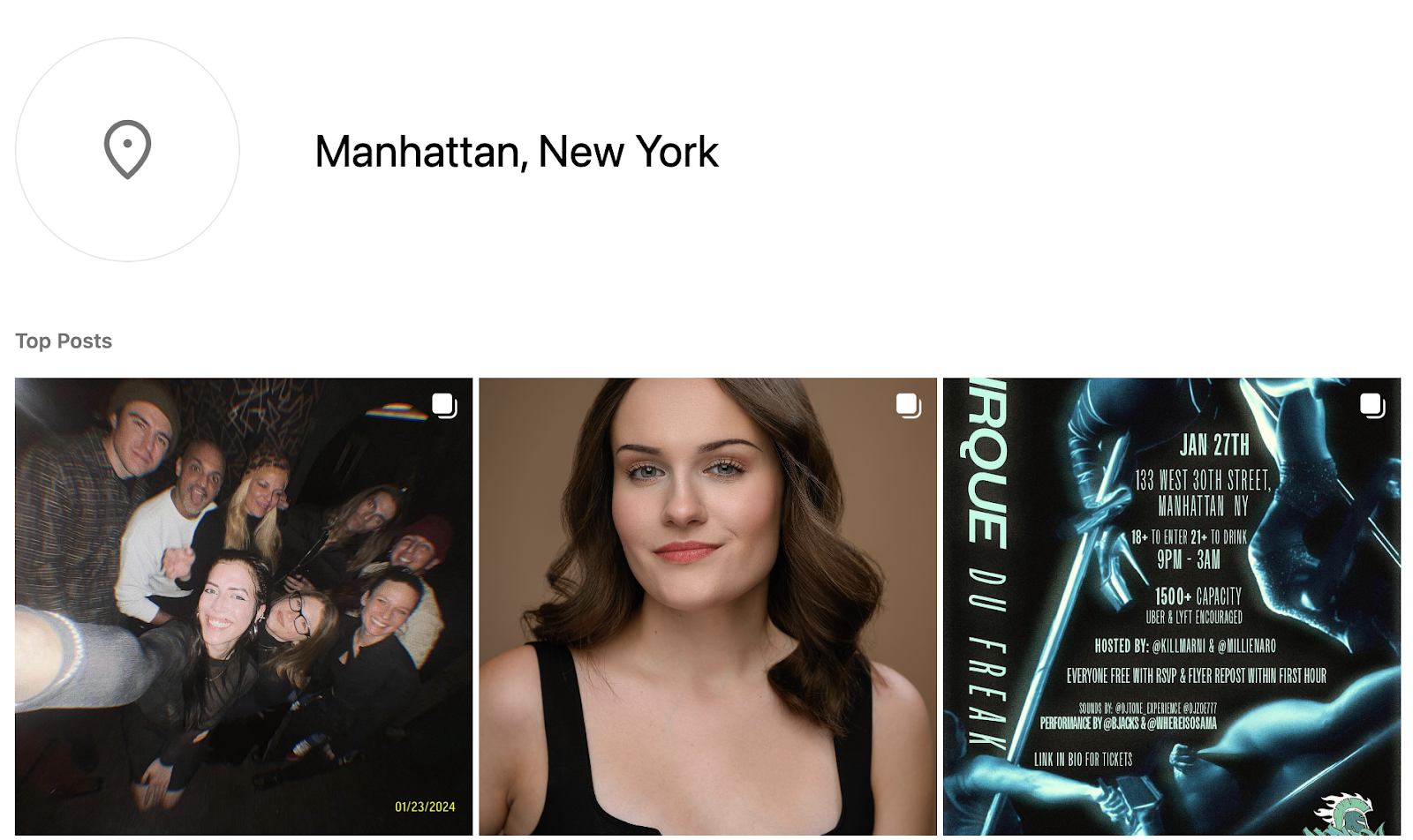 Ubicación de Instagram en Manhattan Nueva York