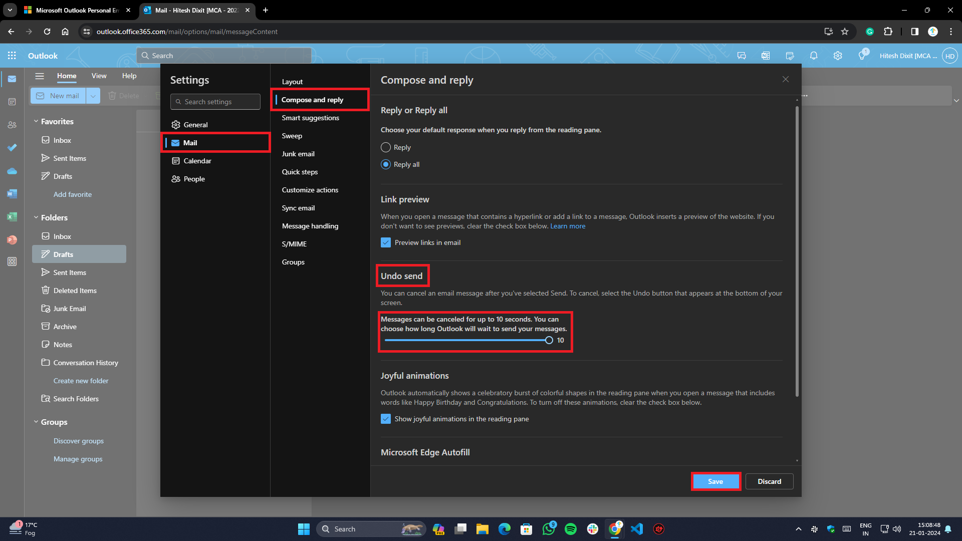how to unsend email on outlook and gmail- outlook undo send timeout settings