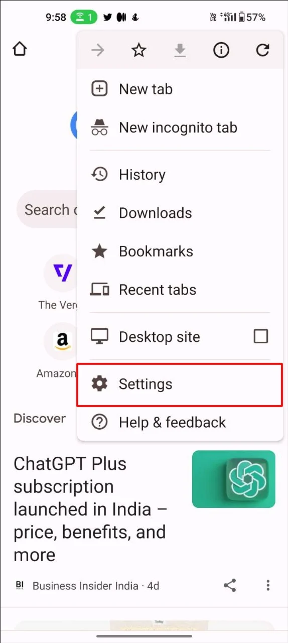 google chrome settings