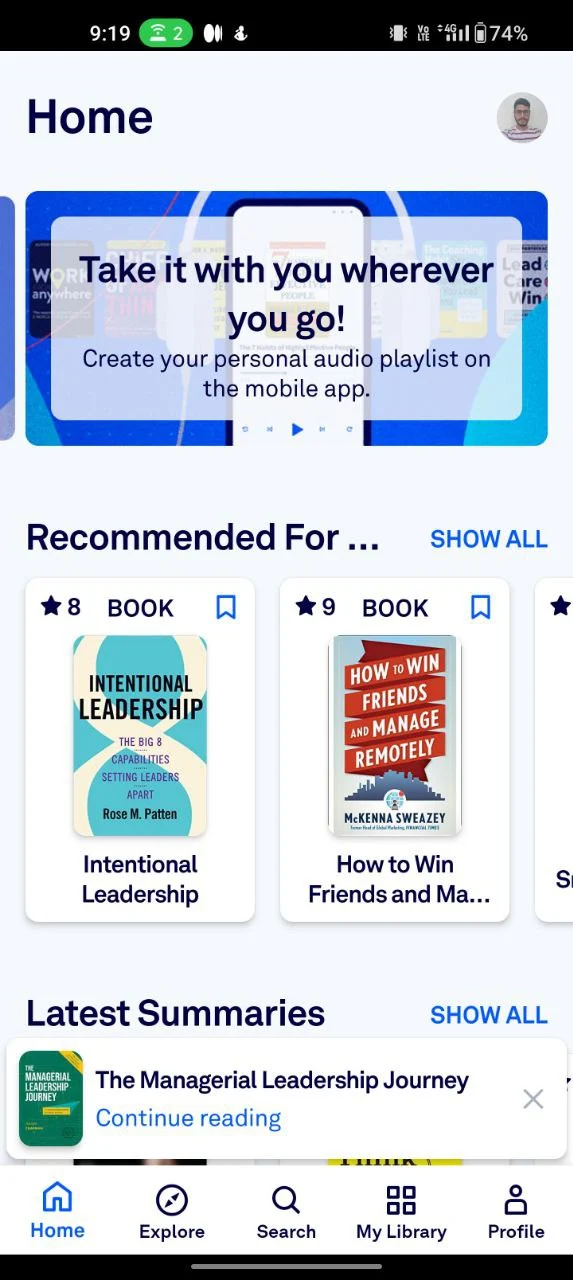 getabstract app usage screenshots