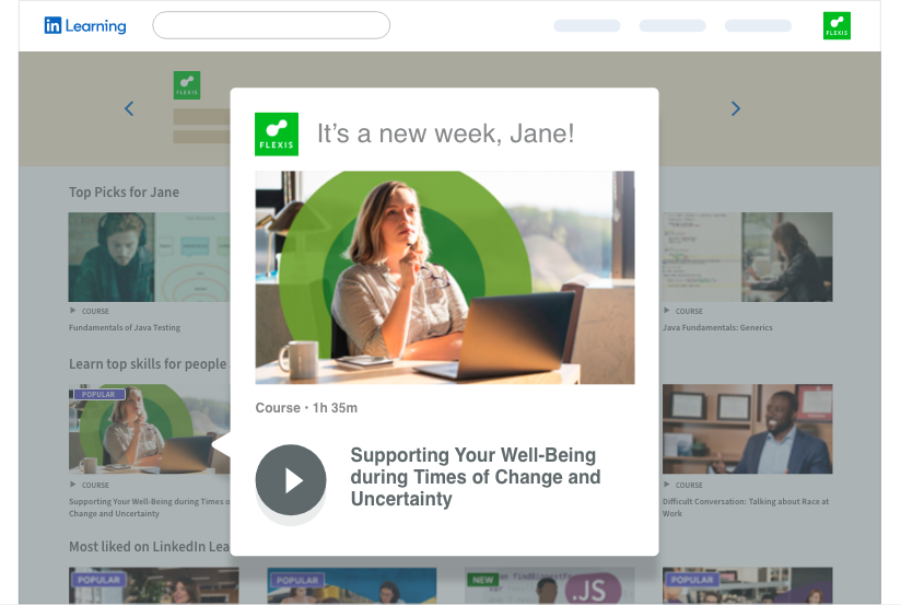 Captura de tela da plataforma de aprendizagem LinkedIn