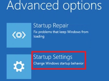 click on startup settings