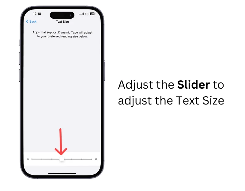 text size slider on iphone