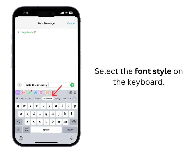 the font style in the keyboard