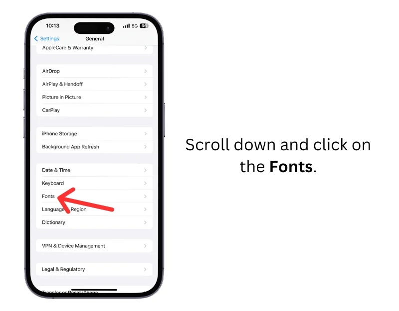 fonts settings on iphone
