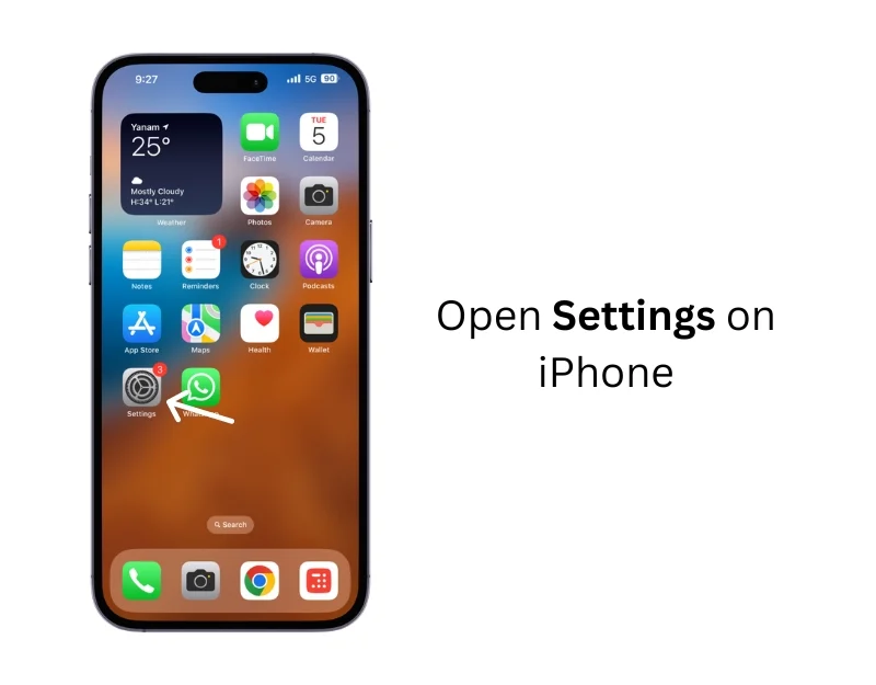 settings on iphone