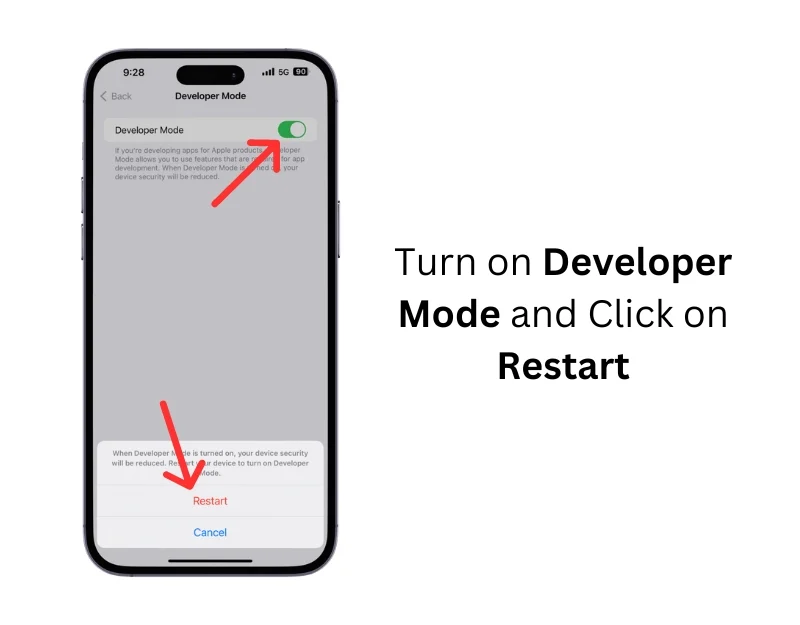 turn on developer mode on iphone