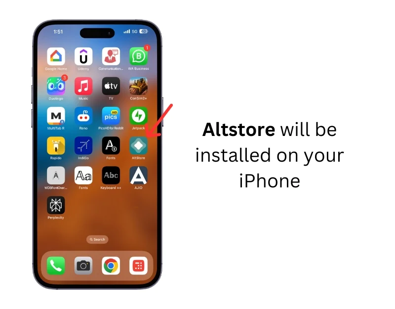 alt store will be installed on your iphone