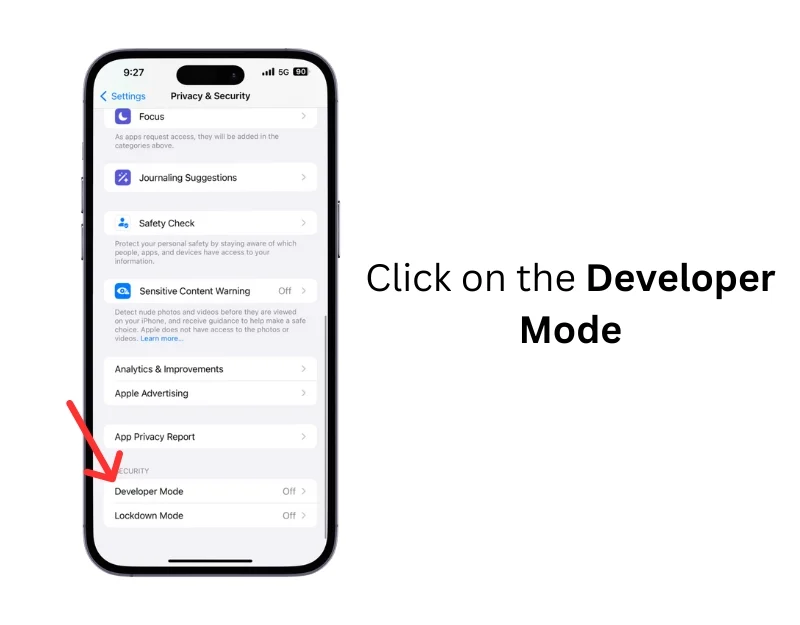 developer settings on iphone