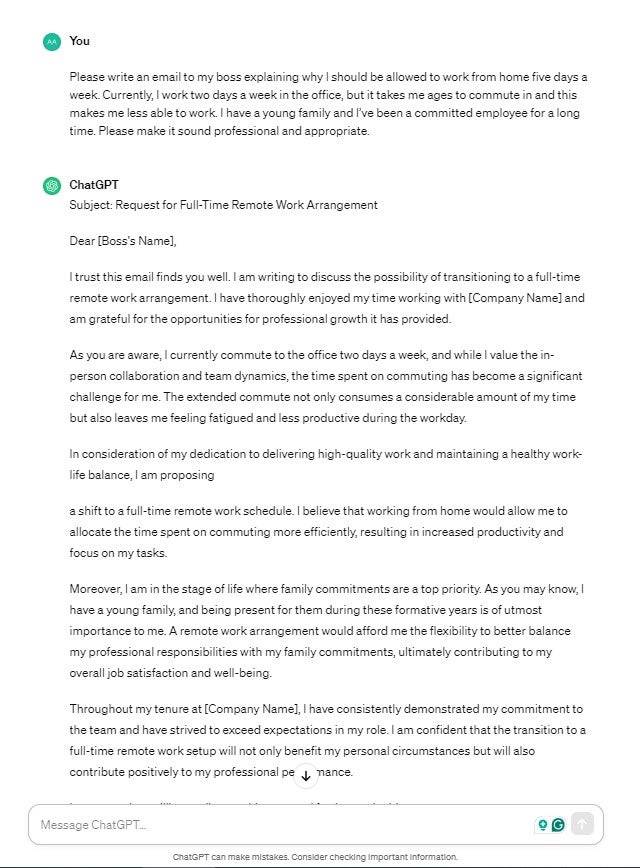 Chatgpt beim Verfassen einer E-Mail