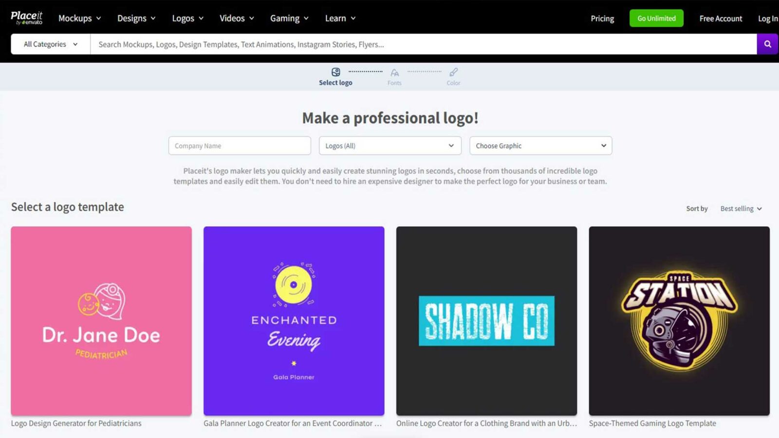 解锁您的品牌标识:如何免费创建徽标 How to create a logo website called placeit by envato