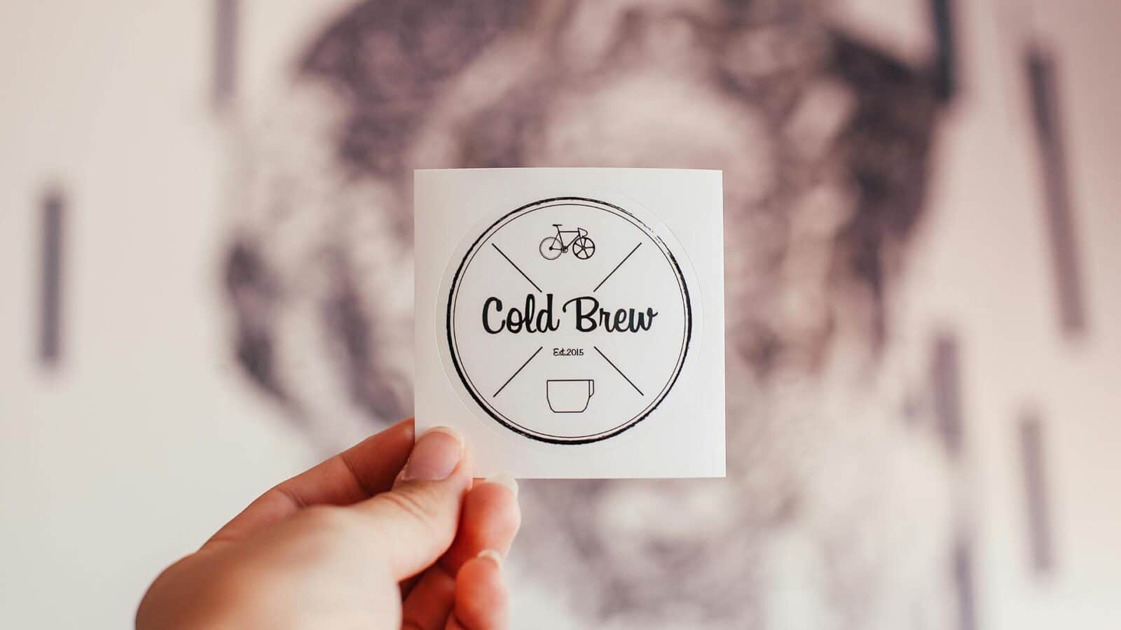 Logo on a sticker. Says cold brew