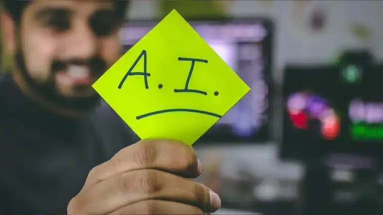 Guy with a post it letters ai
