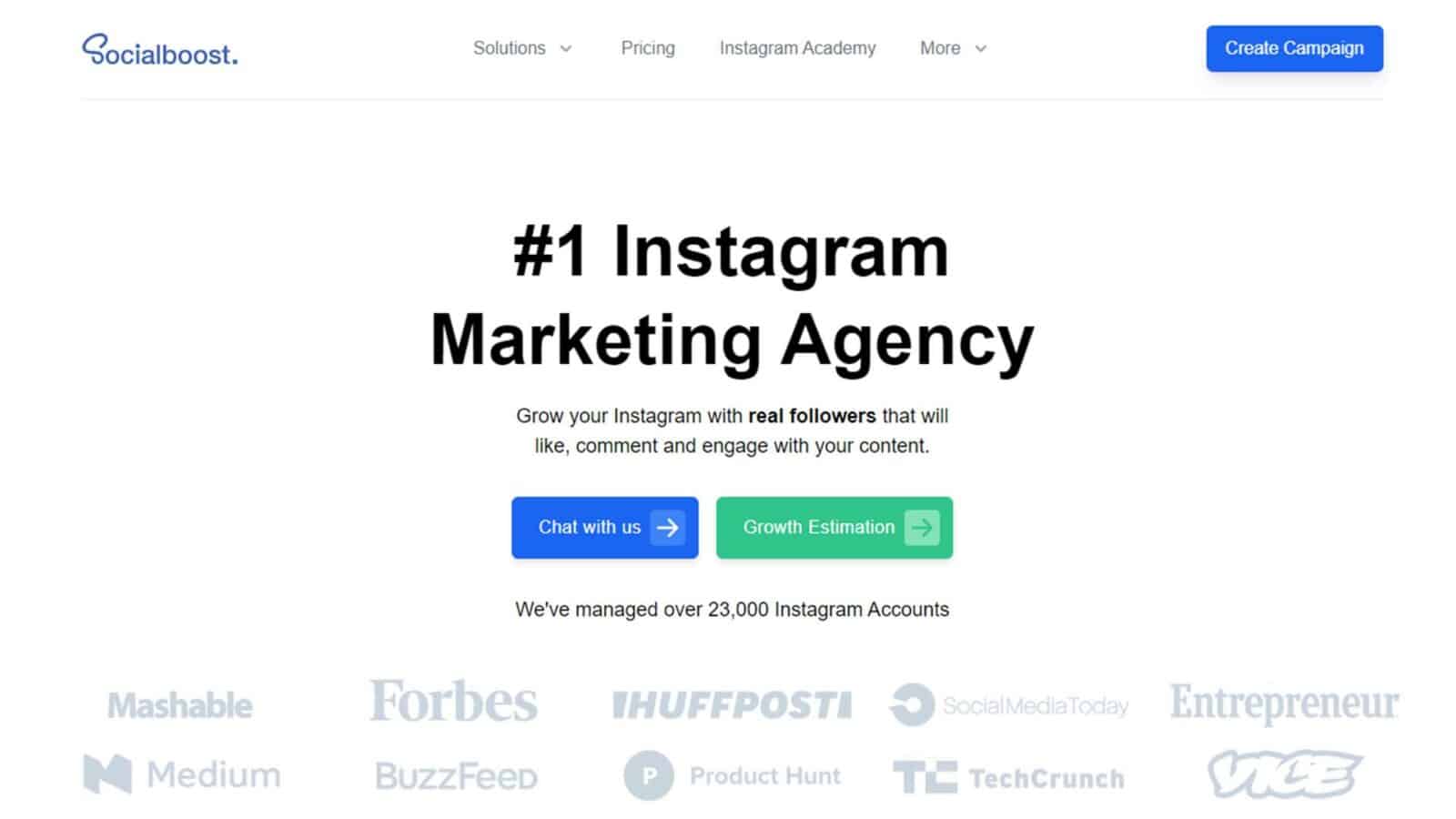 Socialbooast website showing buying instagram likes