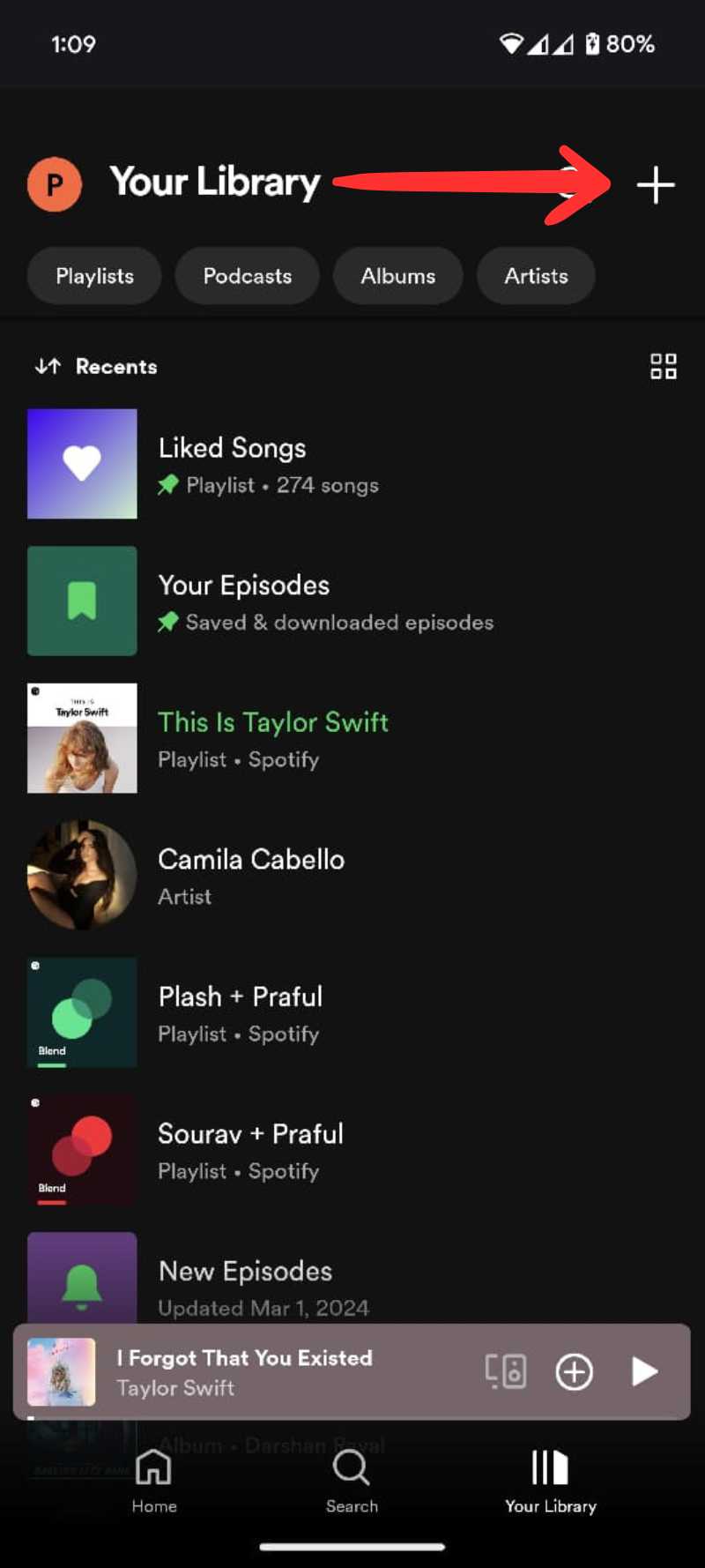 create spotify blend from from your library section 2