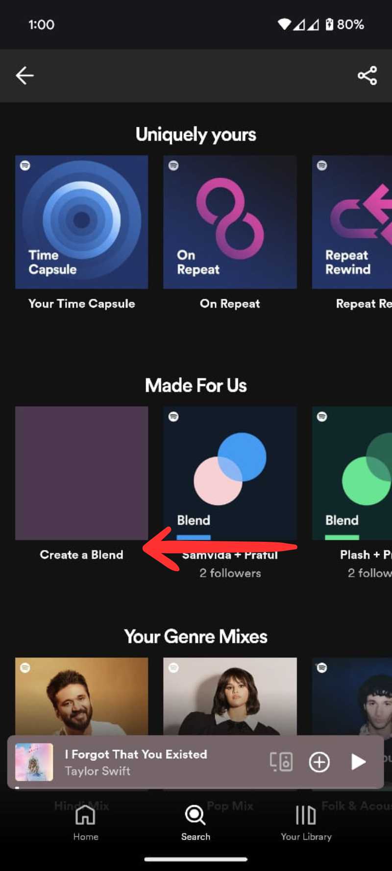 create spotify blend from search icon 3