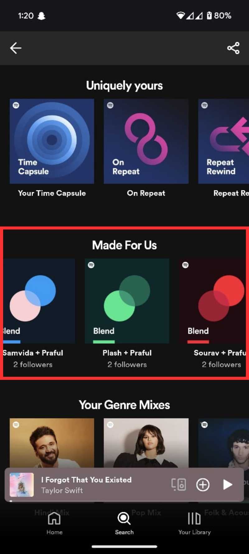 where to find your blend playlist