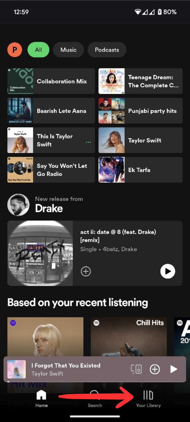 create spotify blend from from your library section 1