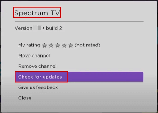 Updating the Spectrum application on Roku