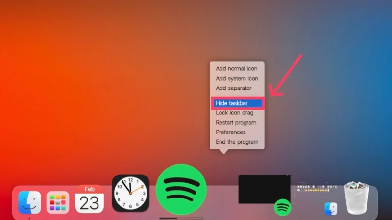 hide taskbar