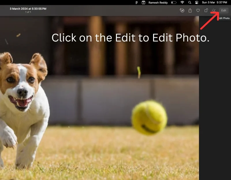 edit option on the mac photo app