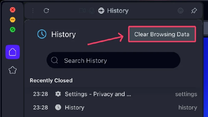 clear browsing data in opera